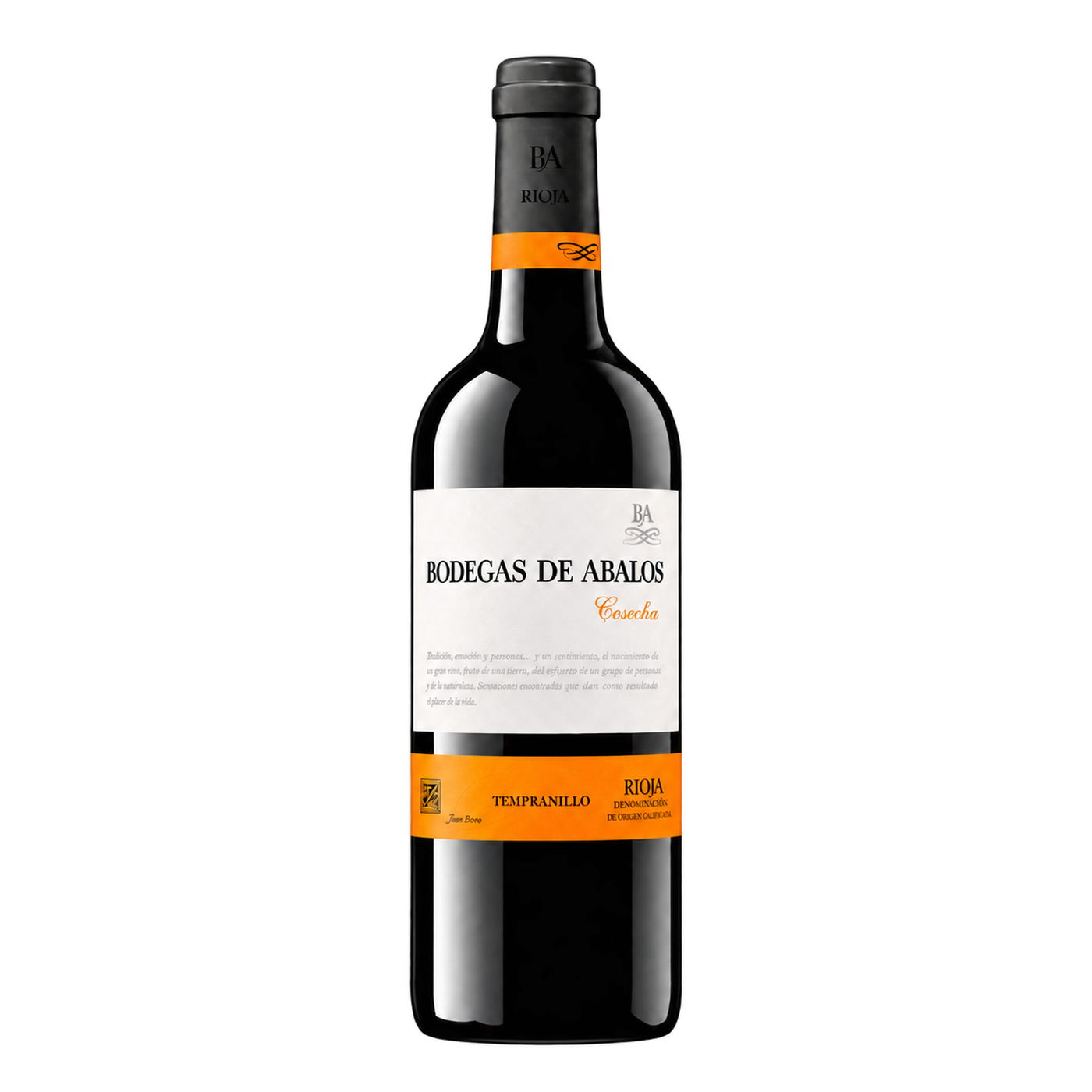 Botella de vino presentada en gran formato